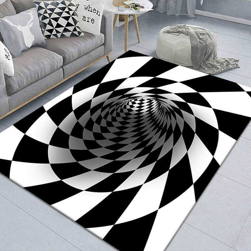 Abstract Geometric Optical Doormat 3D Vortex Illusion Carpet Entrance Door Floor Mats Non-slip Floor Mat Living Room Decor Rugs