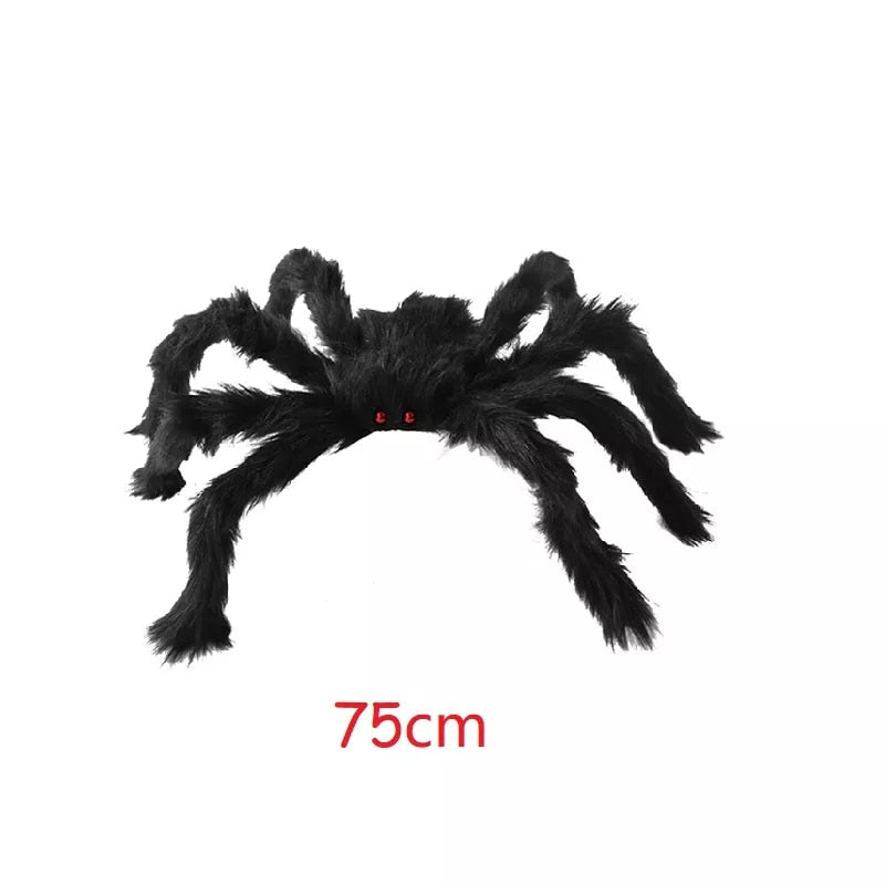 150/200cm Black Scary Giant Spider Huge Spider Web Halloween Decoration Props Haunted House Holiday Outdoor Giant Decoration