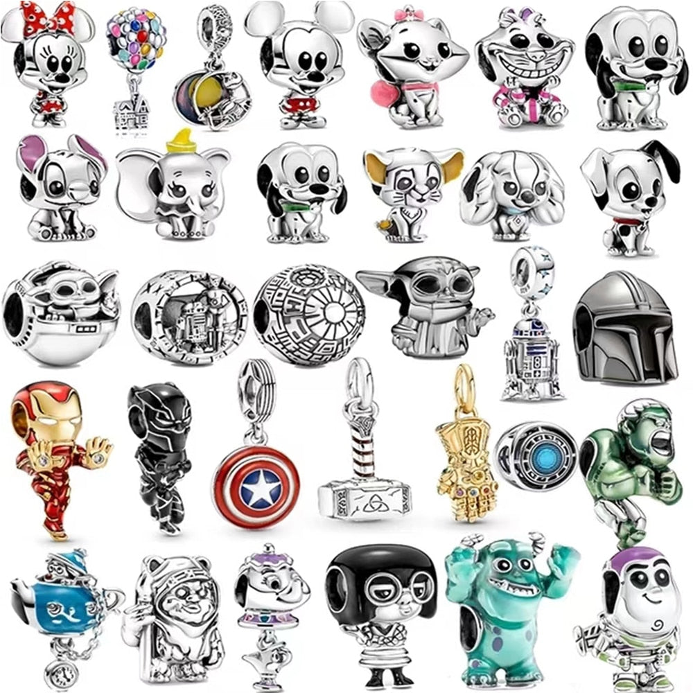 2022 100% 925 Sterling Silver Disney Charm Beads for Original Pandora Bracelets. Women&#39;s Birthday Boutique Fashion Jewelry