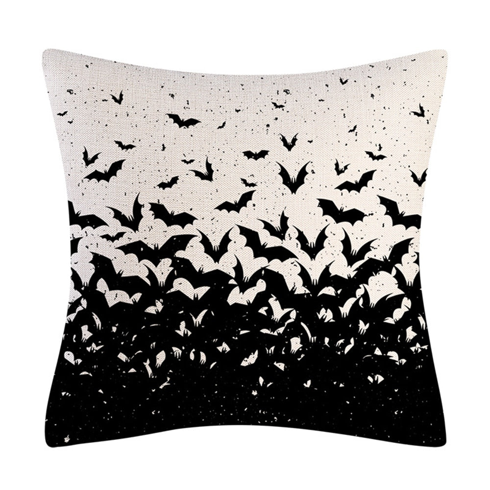 2022 New Linen Halloween Fall Cushion Cover 18Inch Trick or Treat Farmhouse Cat Witch Home Throw Pillow Covers for Couch Decor