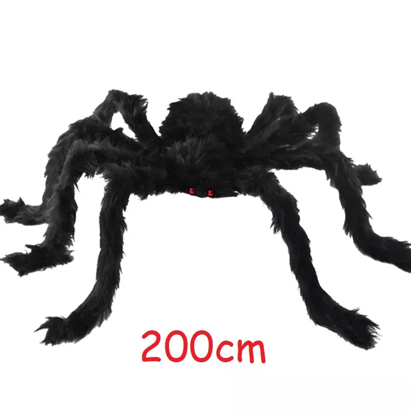 150/200cm Black Scary Giant Spider Huge Spider Web Halloween Decoration Props Haunted House Holiday Outdoor Giant Decoration