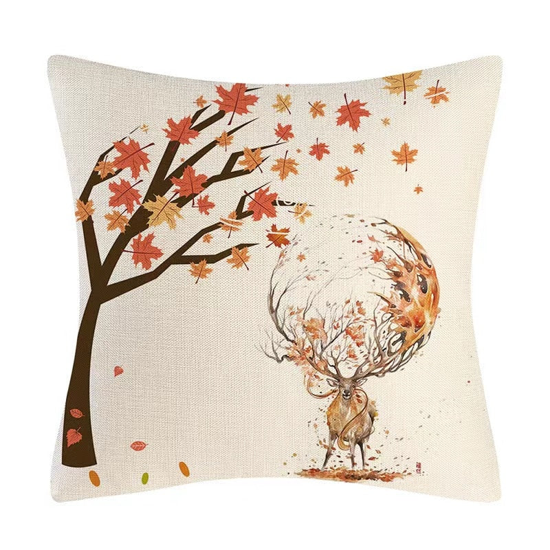 Fall Pumpkin Cushion Covers 18x18 Inch Farmhouse Decor Thanksgiving Teal Linen Throw Pillow Covers Happy Thanksgiving