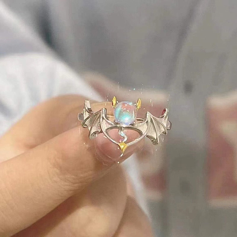 Opal Irregular Natural Stone Ring With White Opal Aesthetic Egirl Hollow Rings for Women Y2K Trendy Ring Creative Finger Jewelry