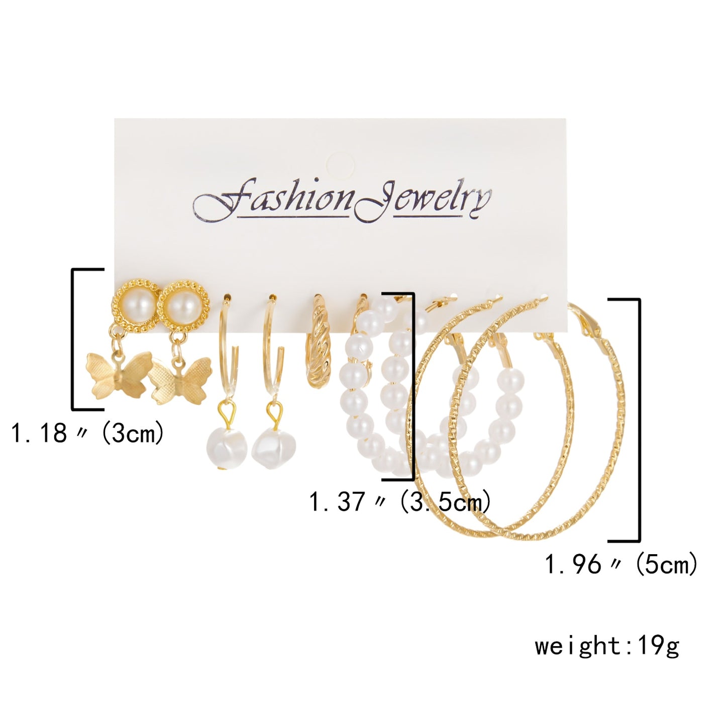 6 Pairs Heart Butterfly Drop Earrings Set Big Circle Piercings Earrings Jewelry for Women Imitation Pearl Hoop Cute Ear Buckle