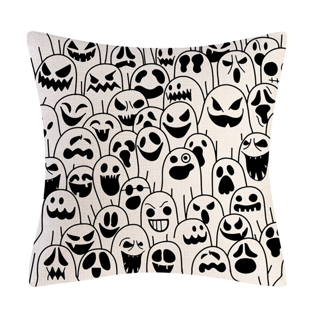 2022 New Linen Halloween Fall Cushion Cover 18Inch Trick or Treat Farmhouse Cat Witch Home Throw Pillow Covers for Couch Decor