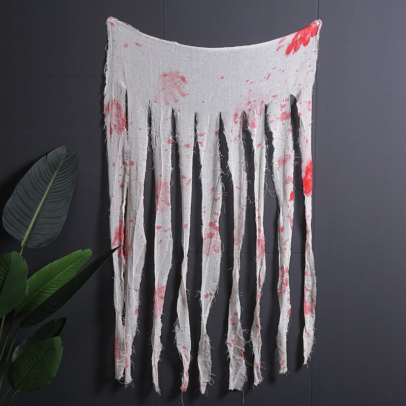 Halloween Creepy Cloth Scary Blood Gauze Cloth Drape Doorways Windows Wall Gauze for Halloween Home Party Haunted House Supplies