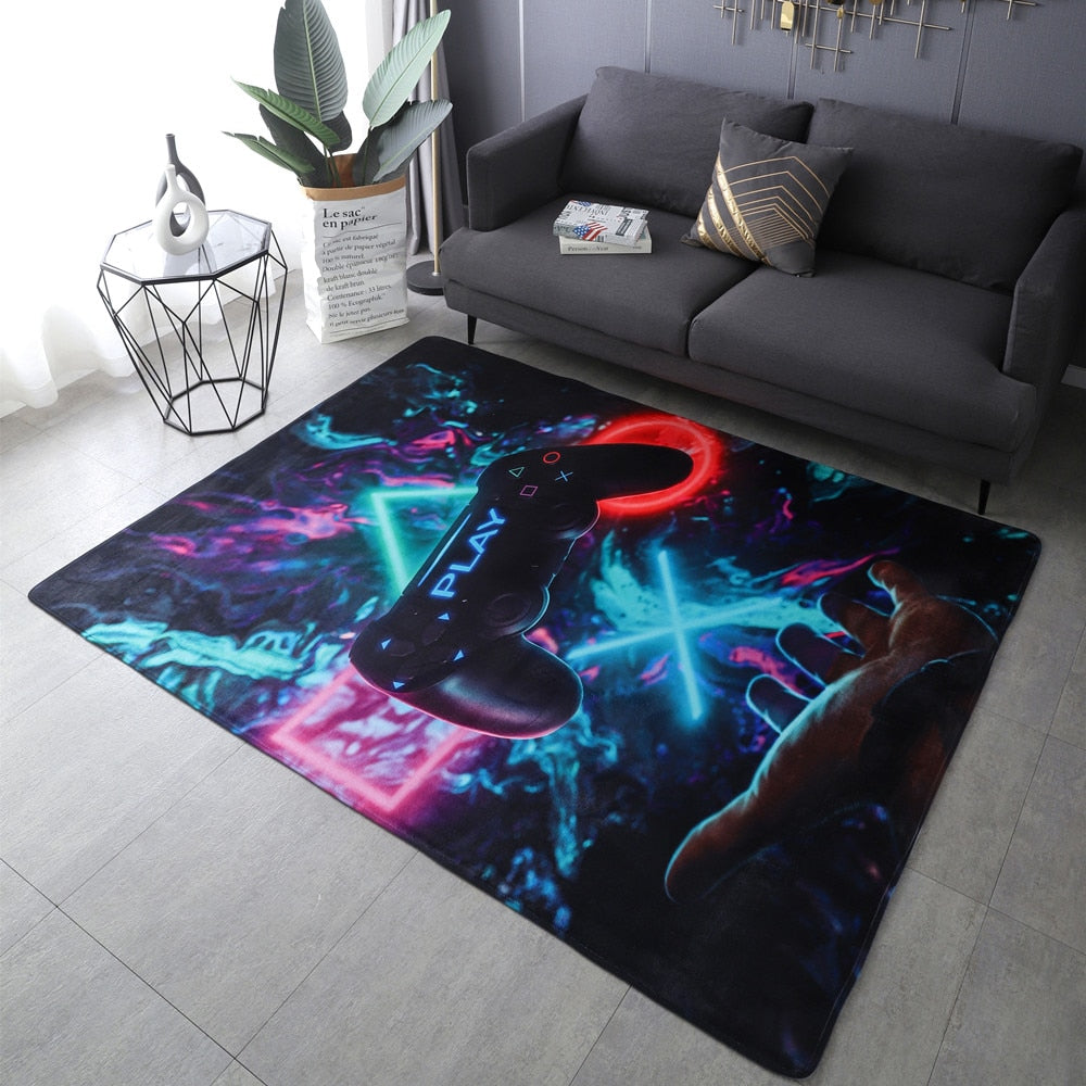 Anime Gamer Controller Kids Play Area Rugs Child Game Floor Mat Cartoon Pattern 3D Printing Carpets for Living Room 2022 New