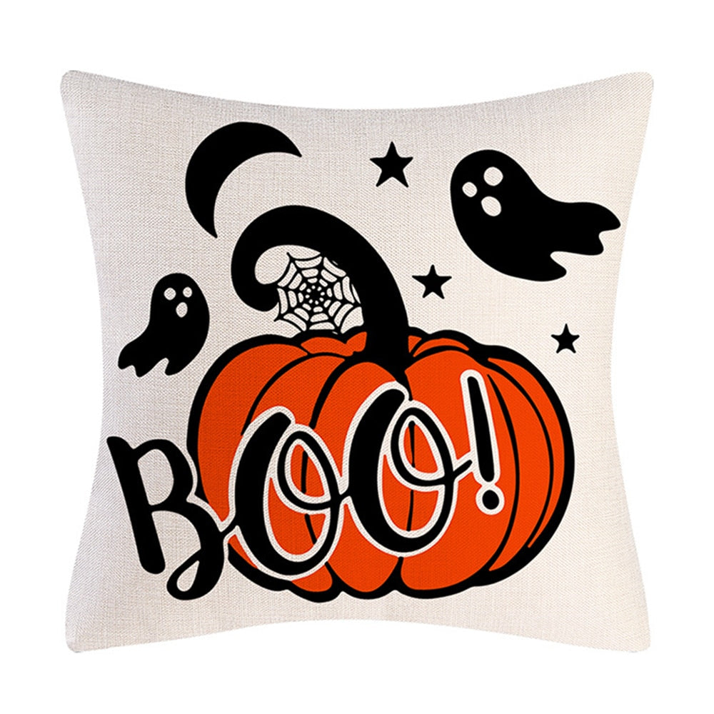 2022 New Linen Halloween Fall Cushion Cover 18Inch Trick or Treat Farmhouse Cat Witch Home Throw Pillow Covers for Couch Decor