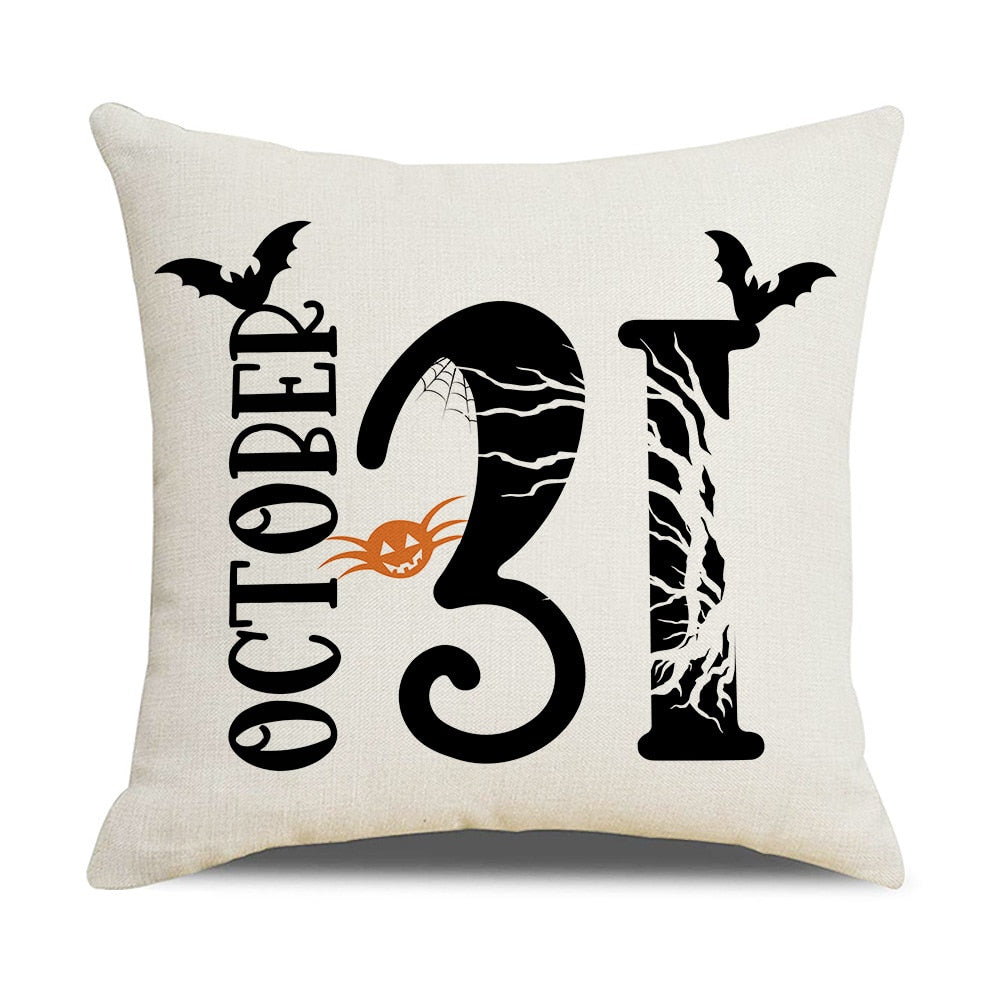 2022 New Linen Halloween Fall Cushion Cover 18Inch Trick or Treat Farmhouse Cat Witch Home Throw Pillow Covers for Couch Decor