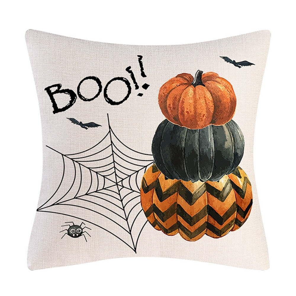 2022 New Linen Halloween Fall Cushion Cover 18Inch Trick or Treat Farmhouse Cat Witch Home Throw Pillow Covers for Couch Decor