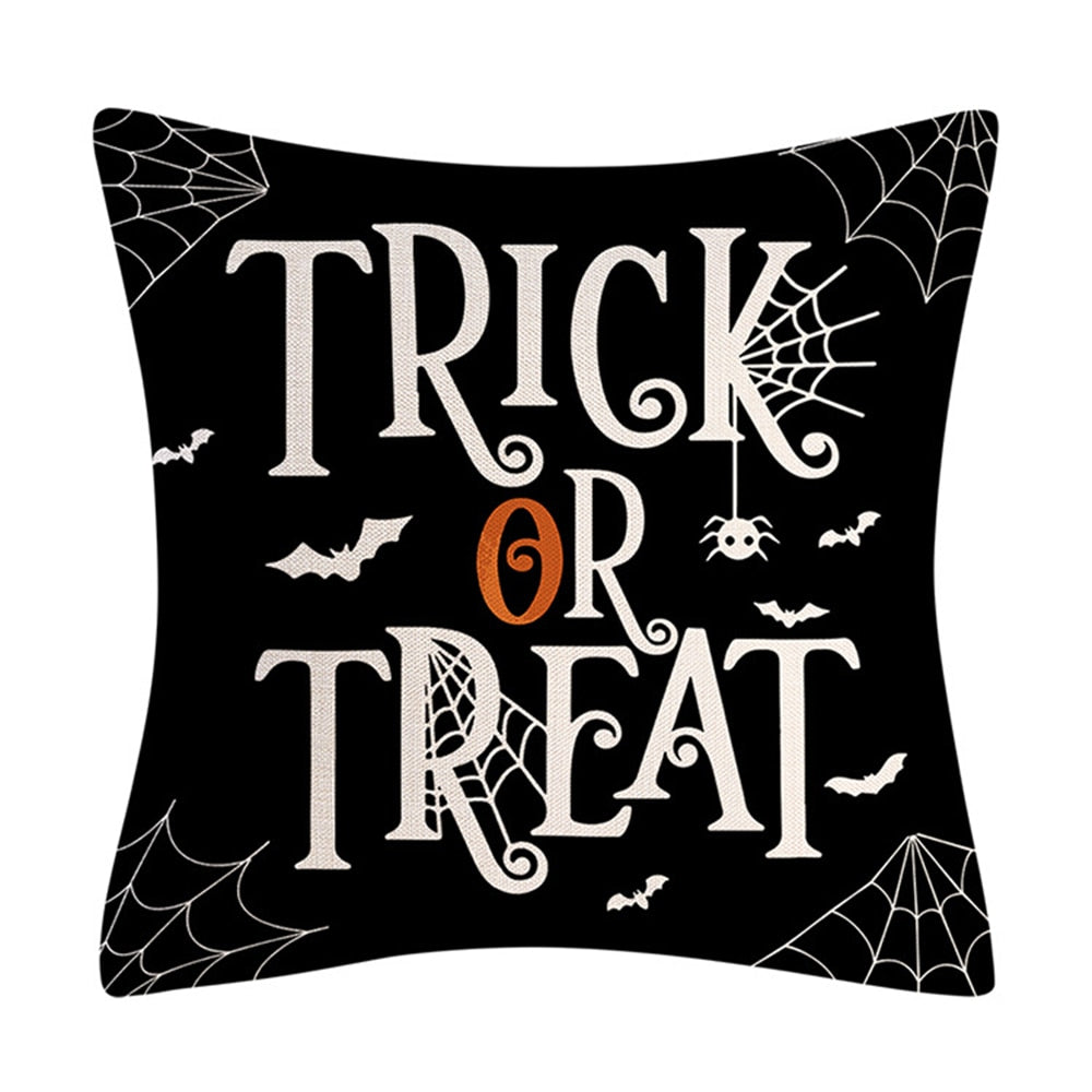 2022 New Linen Halloween Fall Cushion Cover 18Inch Trick or Treat Farmhouse Cat Witch Home Throw Pillow Covers for Couch Decor