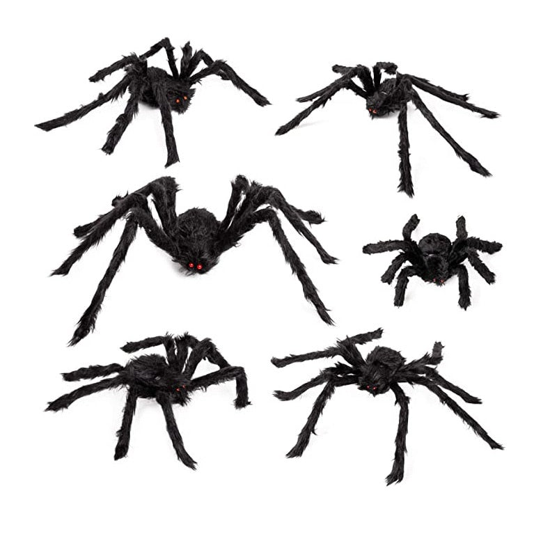 150/200cm Black Scary Giant Spider Huge Spider Web Halloween Decoration Props Haunted House Holiday Outdoor Giant Decoration