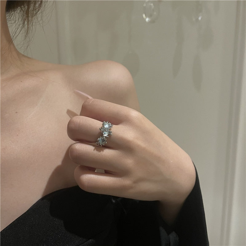 Opal Irregular Natural Stone Ring With White Opal Aesthetic Egirl Hollow Rings for Women Y2K Trendy Ring Creative Finger Jewelry