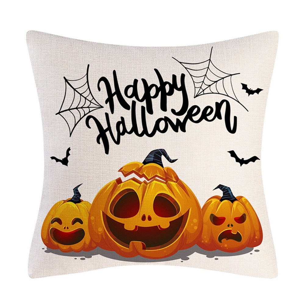 2022 New Linen Halloween Fall Cushion Cover 18Inch Trick or Treat Farmhouse Cat Witch Home Throw Pillow Covers for Couch Decor