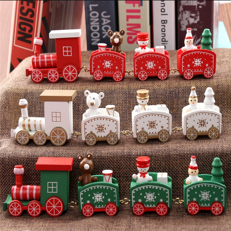 New Christmas Train Painted Wood Christmas Decoration