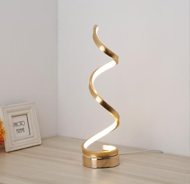 LED Spiral Table Lamp Curved Desk Bedside Lamp