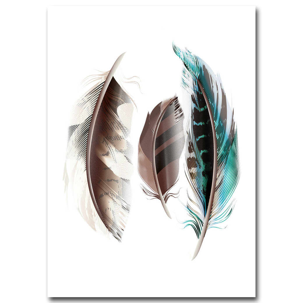 Watercolor Feathers Abstract Poster Canvas