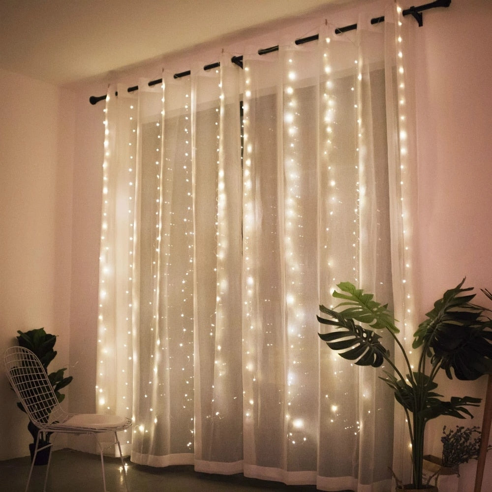 Christmas Lights Curtain Garland