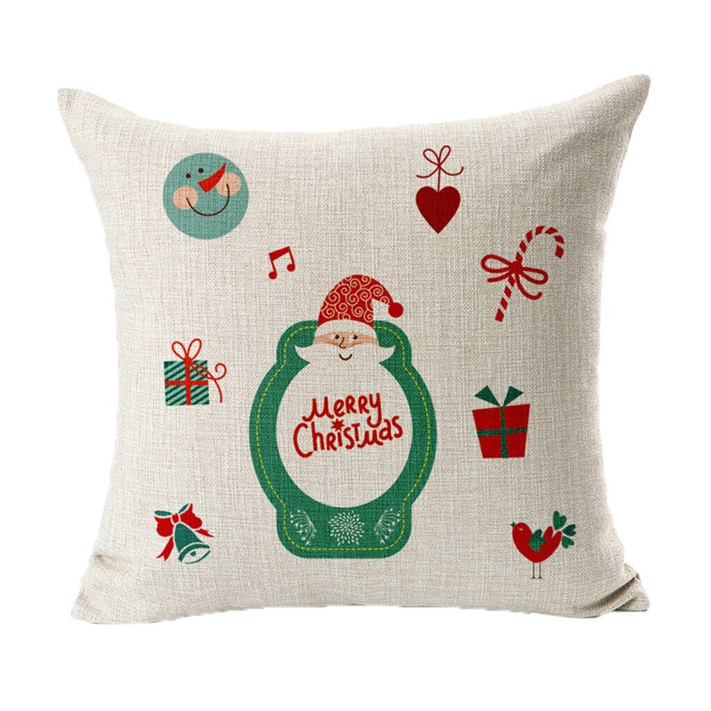 Hyha Christmas Pillow Covers Christmas Present Christmas Pillow Deer Cushion Cover Merry Christmas Decorations for Home Cojines