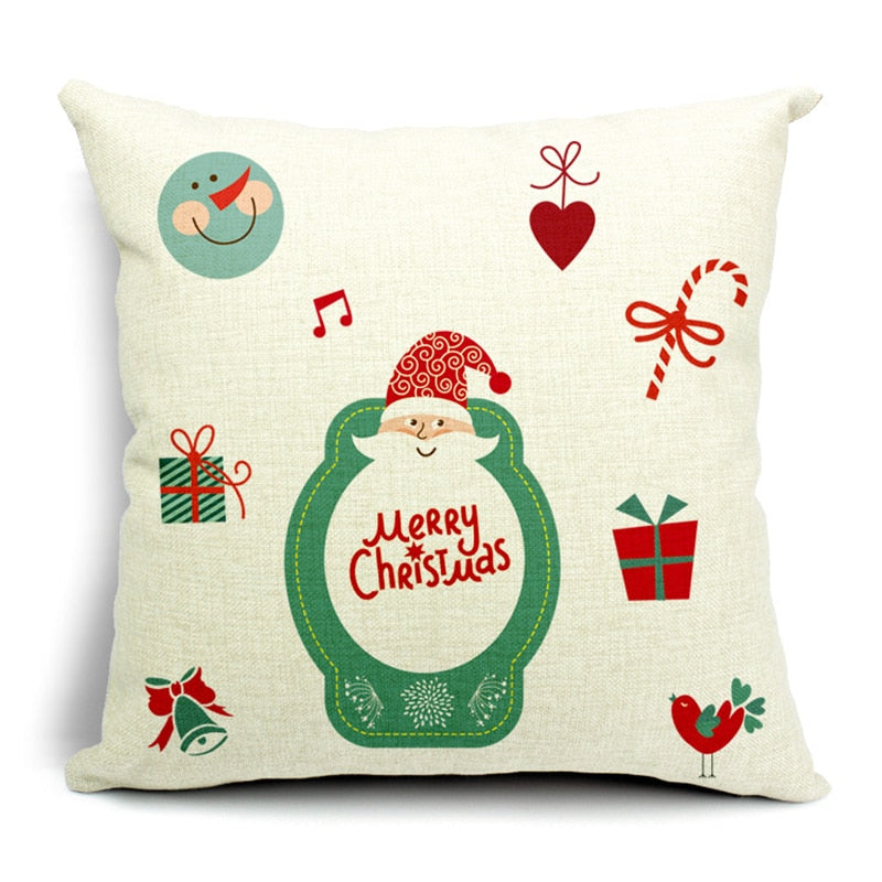 Hyha Christmas Pillow Covers Christmas Present Christmas Pillow Deer Cushion Cover Merry Christmas Decorations for Home Cojines