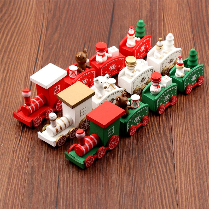 New Christmas Train Painted Wood Christmas Decoration