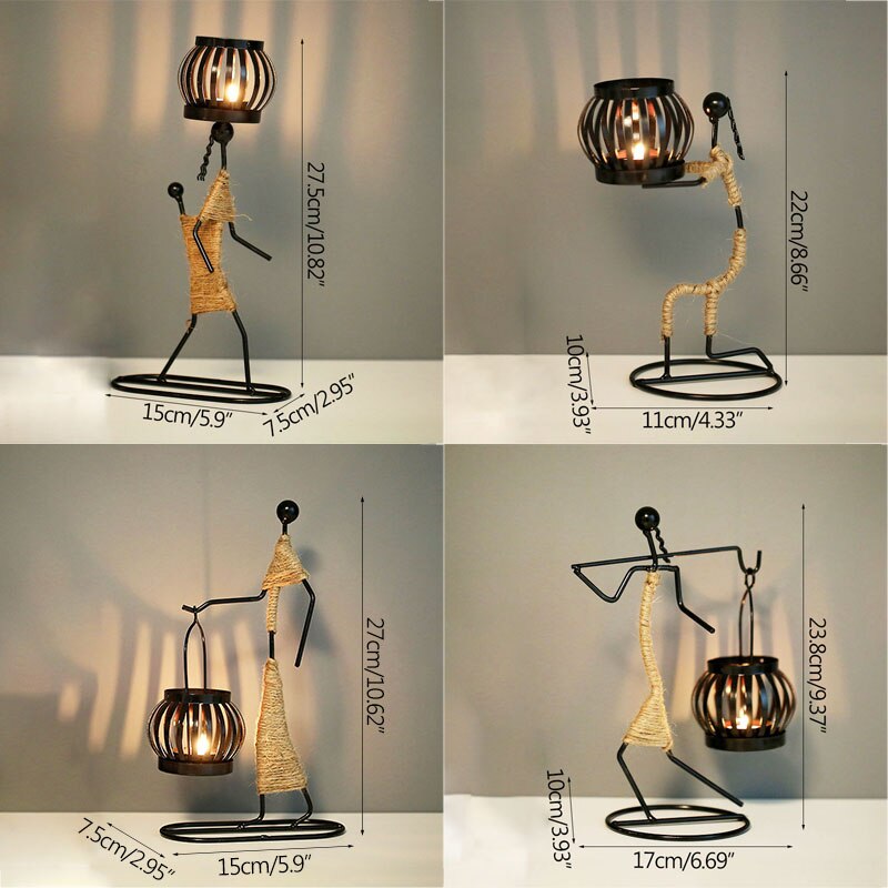 Strongwell Nordic Metal Candlestick Abstract Character Sculpture Candle Holder Decor Handmade Figurines Home Decoration Art Gift