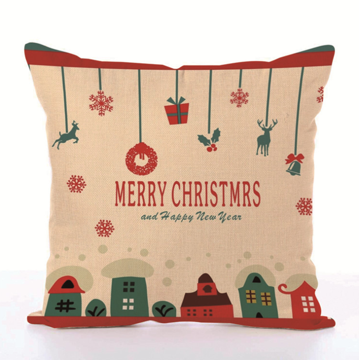 Hyha Christmas Pillow Covers Christmas Present Christmas Pillow Deer Cushion Cover Merry Christmas Decorations for Home Cojines