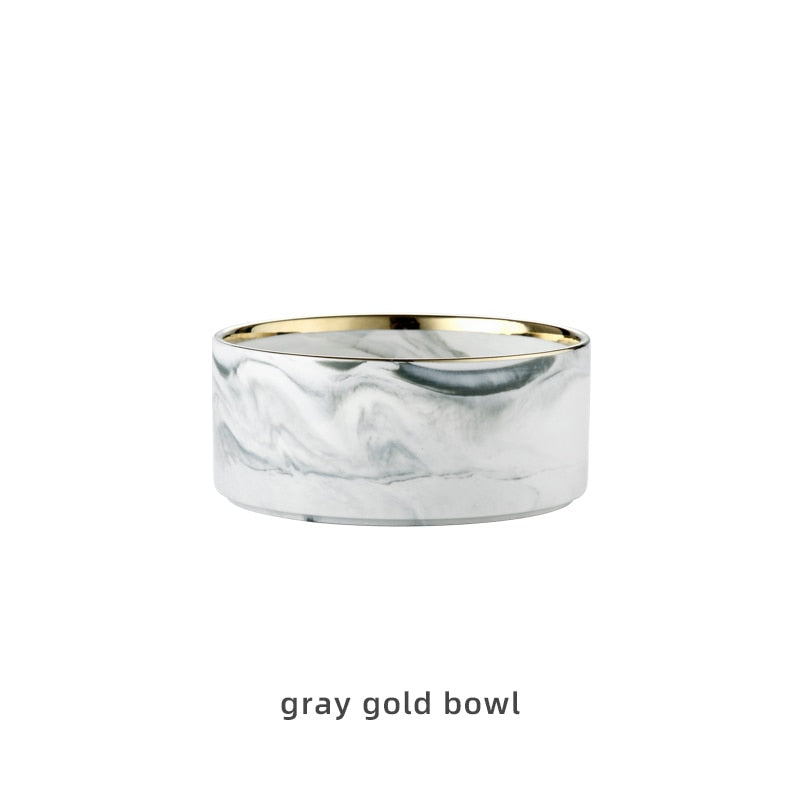 Marbling Ceramic Double Bowl For Pet